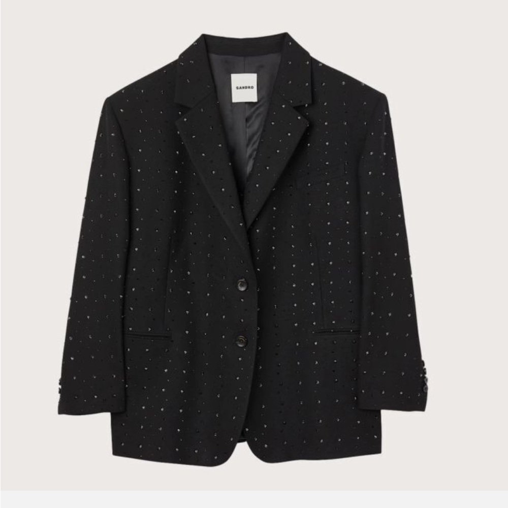 Sandro Crystal Embellished Black Blazer